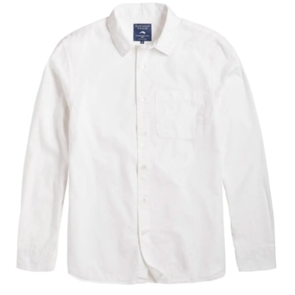 Nantucket Whaler White Poplin Long Sleeve Button Up Shirt